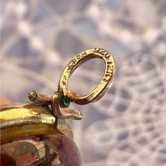Vintage Reversible Agate & Pink Quartz 12KT Gold Fill Pendant - Picture 5 of 10